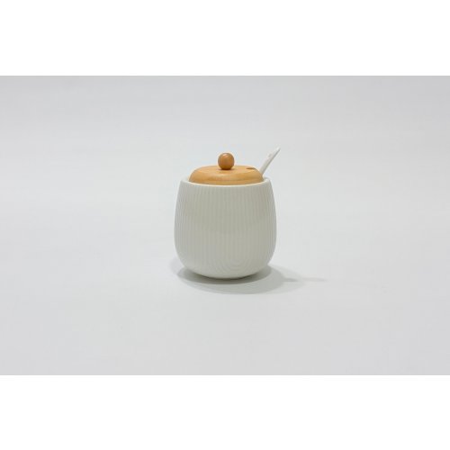 AZUCARERA CON TAPA BAMBOO Y CUCHARA 9*11 CM
