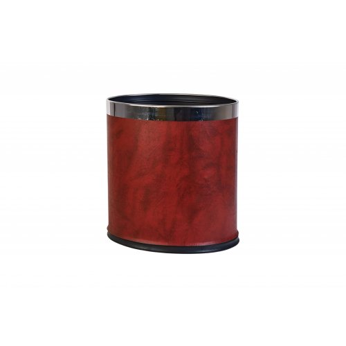 CESTO DE BASURA OVAL ECO CUERO BORDO 22.5*27 CM