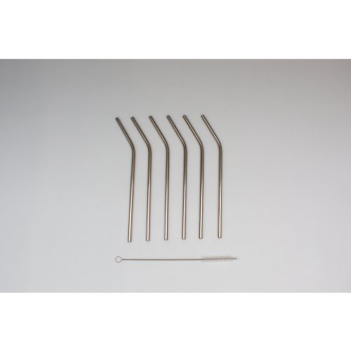SET X 6 BOMBILLAS DE ACERO INOXIDABLE  22 CM+ ACCESORIO DE LIMPIEZA